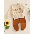 thumbnail image 6 of Elippeo Boys Autumn 2PCS Outfit Sets Long Sleeve O Neck Letter Embroidery Tops Drawstring Pants Sets 6 12 18 24 Months 3 Years, 6 of 10