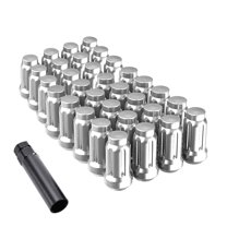 6pt spline Lug Nut, Silver Chrome 12X1.5 Closed End Hex 3/4 Inch 19mm Corn Seat Lug Nuts 1.38" Length with with 2 Spline Key/Socket Wheel Nuts Wholesale Set of 100, 100 2