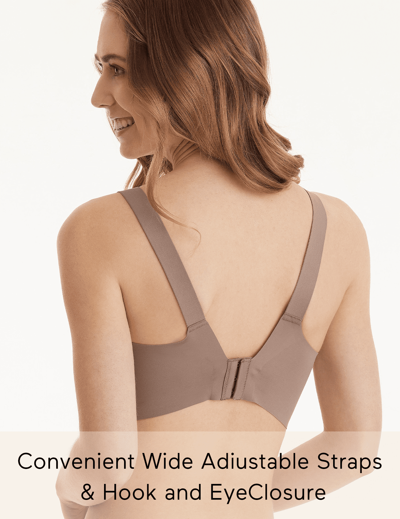 Momcozy Seamless Bra for Women, Wireless Invisible Support Bra, Comfortable Soft Adjustable, Brown