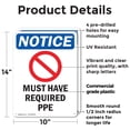 thumbnail image 2 of (2 Pack) Must Have Required PPE OSHA Notice Sign 10 Inch X 14 Inch Plastic Sign, Weather Resistant, UV Protected for Workplace, Business, and Construction Site, Made in the USA, 2 of 8