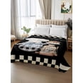 thumbnail image 2 of Chef Gnomes King Size Flat Sheet, Wrinkleproof & Fadeproof Cooling Flat Bed Sheet Only, Black White Plaid Dessert Maker Cake Breathable Soft Bedding Top Sheets 105 x 98 Inches, 2 of 8