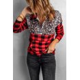 thumbnail image 2 of ABPHQTO Sudadera con cuello de cremallera y empalme de leopardo a cuadros de búfalo para mujer, 2 of 5