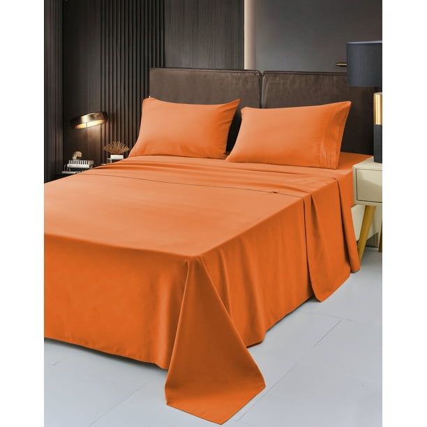 6 Piece Rayon Made From Bamboo Sheet Set by OKAO, Orange Queen Sheets