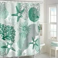 thumbnail image 2 of Beach Ocean Themed Shower Curtain, Mint Green Cute Nautical Coastal Shower Curtains for Bathroom Decor, Summer Tropical Seashell Starfish Coral Fabric Shower Curtain Set with Hooks, 72x72, 2 of 6