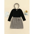 thumbnail image 3 of Qiylii Baby Girl Clothes Set Long Sleeve Tops Plaid Skirt Half Dress Headband, 3 of 8