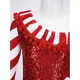 thumbnail image 5 of JanJean Kids Girls Christmas Candy Cane Striped Sequins Jumpsuit Dance Unitard Cosplay Stage Red 6, 5 of 6