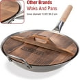 thumbnail image 6 of YOSUKATA Cast Iron Wok Cover - Premium Wok Cover 13.5" Pan Lid - Wooden Lid 13.5 in with Ergonomic Handle - Condensate-Free Lid, 6 of 8