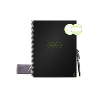  Rocketbook Smart Reusable Lined Eco-Friendly Notebook with 4  colored Pilot Frixion Pens, 1 Microfiber Cloth, & 1 Spay Bottle - Infinity  Black Cover, Letter Size (8.5in x 11in) : Office Products