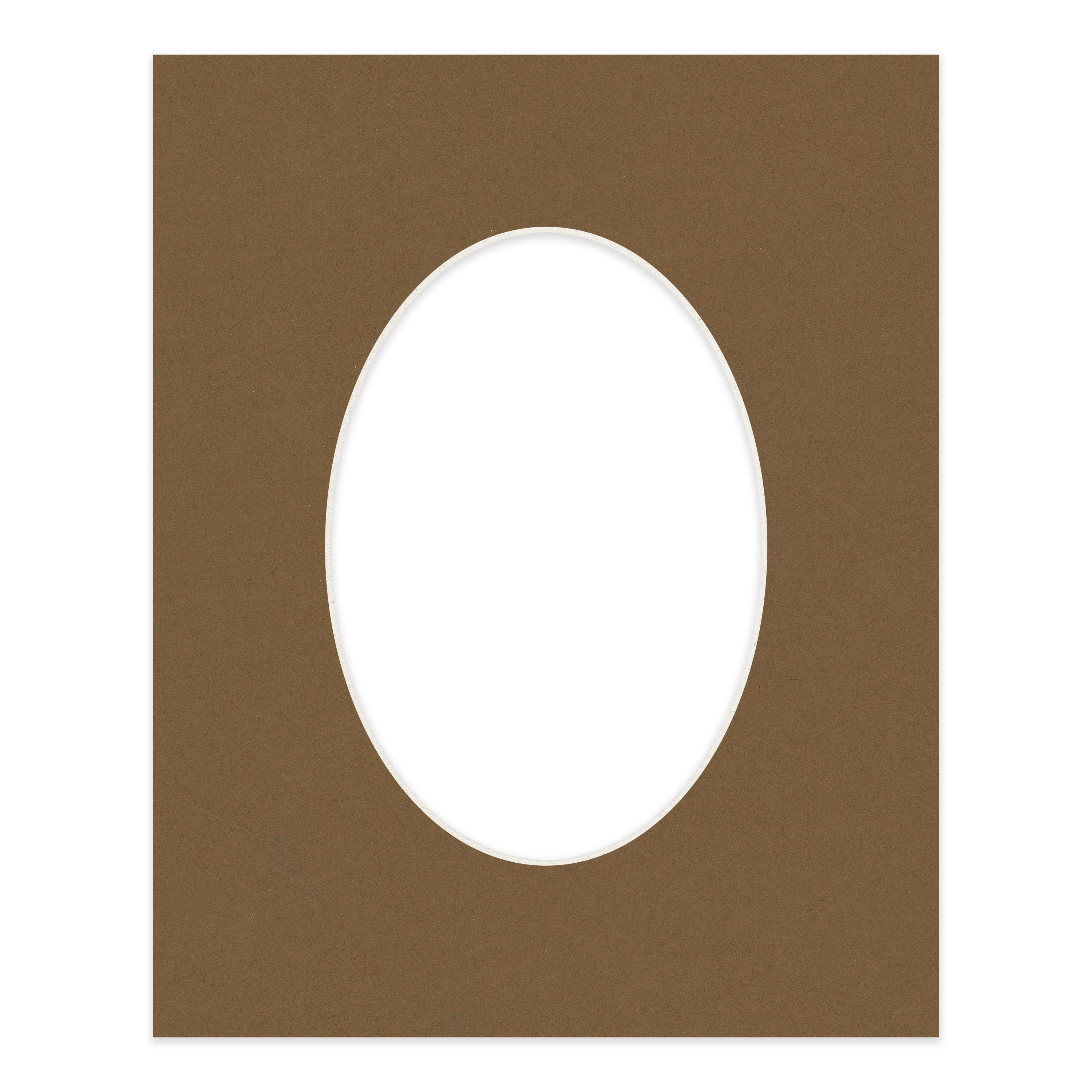 Aged Oak Brown Picture Frame Mat for 18x24 Frames - Oval Opening for 12x18 Photos - 1 Mat