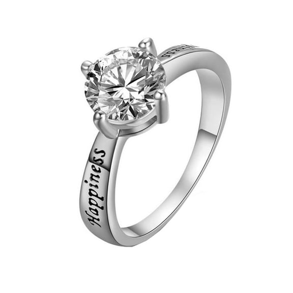 Yoursfs CZ Solitaire Ring For Women 18K White Gold Plated Round Cut Cubic Zirconia Rings 1ct Wedding Engagement Promise Rings (Size 9)