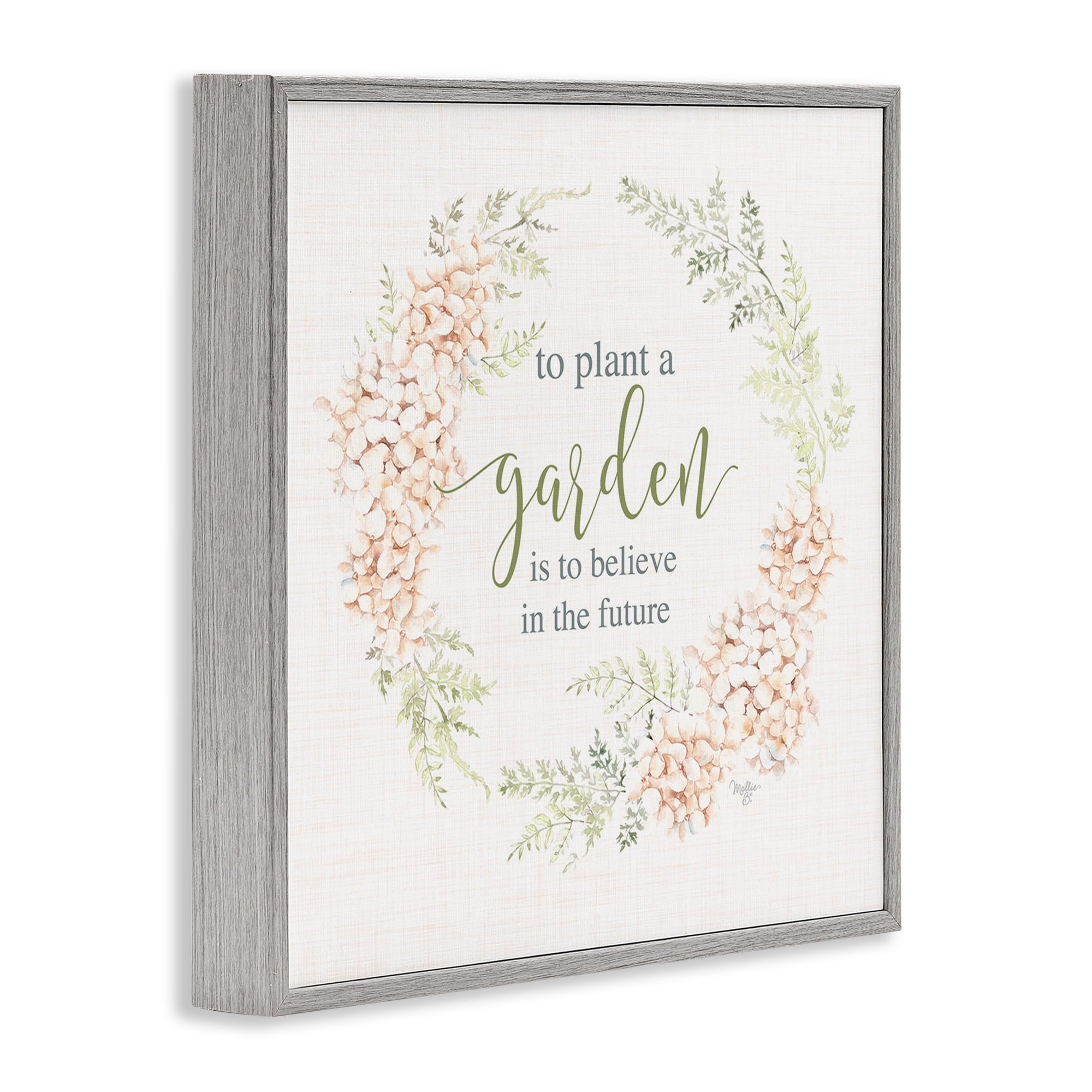 Stupell Industries Inspiring Plant A Garden Botanical & Floral Painting Gray Framed Art Print Wall Art, 17 x 17