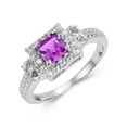 thumbnail image 4 of Purple Sapphire Square Halo Ring with Accents, 4 of 10