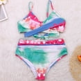 thumbnail image 4 of Women Criss Cross Tankini Two Piece Bathing Suits High Waisted Adjustable Sexy Spaghetti Strap Wrap Bikini Tummy Control Floral Print Beach Swimsuits, Rainbow M, 4 of 7