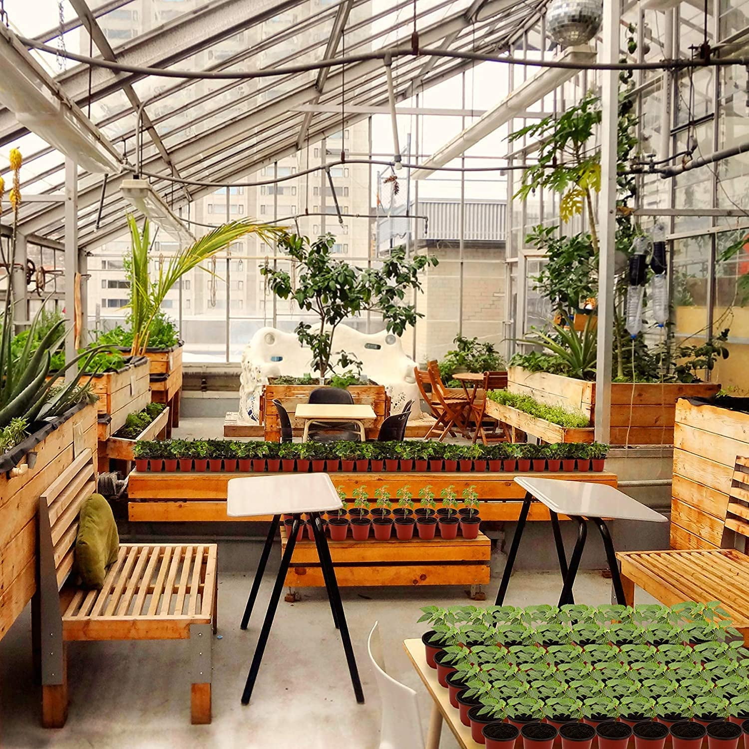 Plant Nursery Pots with Humidity Dome 4" Soft Transparent Plastic Gardening Pot Planting Containers Cups Planter Small Starter Seed Starting Trays for Seedling with 10pcs Plant Labels，30 Sets