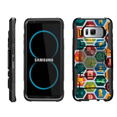 TurtleArmor Â® | For Samsung Galaxy S8 G950 [Hyper Shock] Rugged Dual Layer Hybrid Armor Kickstand Holster Belt Clip Case - Game (Samsung S8 Best Games)