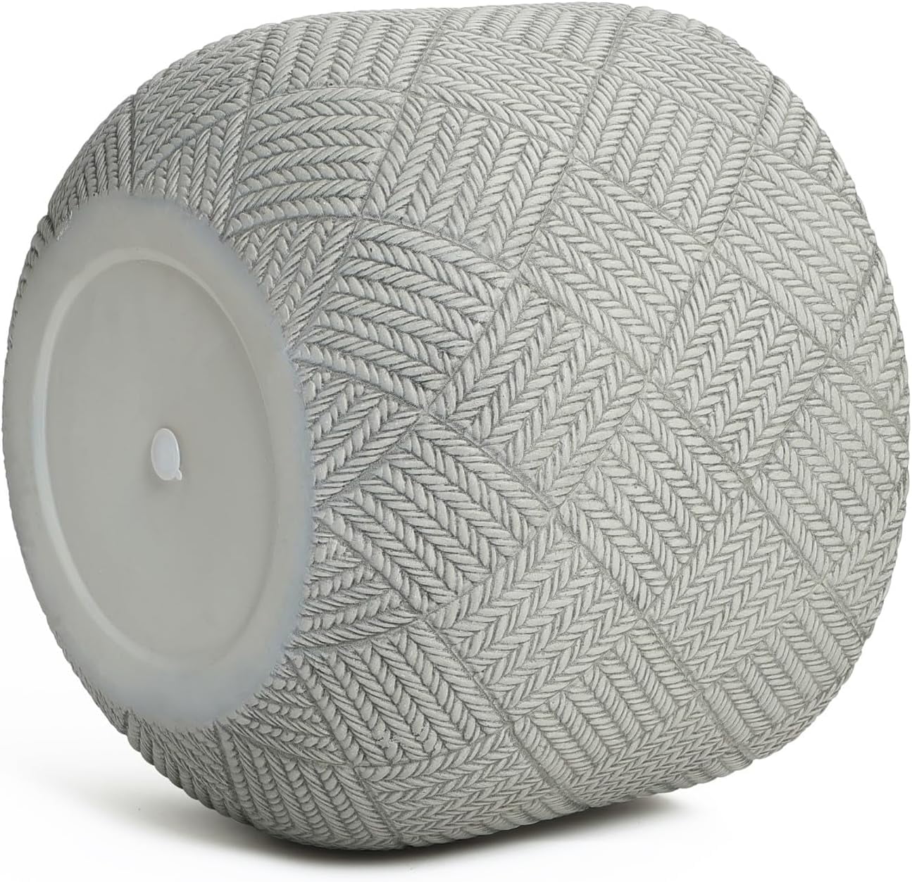 LuxenHome 14-Inch Dia Round Concrete Planters, Large Outdoor Indoor Decorative  Pots with Drainage Holes and Rubber Plug, Modern Gray Glen Woven Pattern Flower Pot Planters for Home Garden Patio