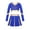 Royal Blue, variant on Kids Girls Color Contrast Patchwork Cheer Leader Dance Outfit Rhinestone Letters Print Crop Top with Pleated Skirt Black 6