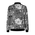 thumbnail image 4 of VINUSLI Bomber Jacket Women 2025 Long Sleeve Stand Collar Fall Jackets Lightweight Causal Floral Zip Up Coats Outwear Gray,M, 4 of 6