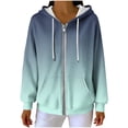 thumbnail image 3 of ZUKMRJPC Women's Zip Up Hoodie Long Sleeve Gradient Color Knitted Cotton Outwear Fall Winter Lightweight Hooded Sweatshirt with Pockets, 3 of 7