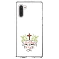 thumbnail image 1 of DistinctInk Clear Shockproof Hybrid Case for Samsung Galaxy Note 10 (6.3" Screen) - TPU Bumper, Acrylic Back, Tempered Glass Screen Protector - Faith, Hope & Love - Cross & Leaves, 1 of 1