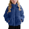 thumbnail image 2 of Gubotare Girls Jackets Girls Jacket Ultra Soft Sherpa Fleece Hoodie Sweatshirt for Girls Size 6-7,(Dark Blue 6-7 Years), 2 of 4