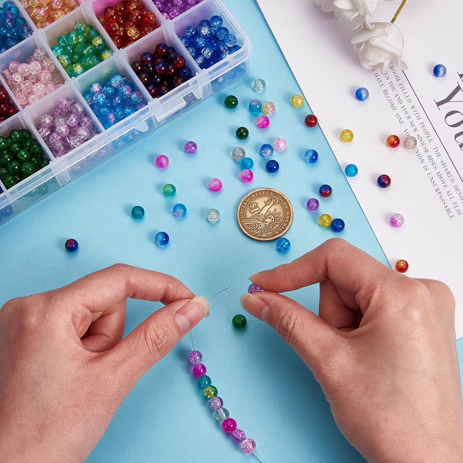 1680pcs 6mm Spray Painted Glass Beads 24 Colors Pony Round Spacer