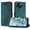 Green, variant on Wallet Case for Doogee Note 59 with Card Holder, Cash Pocket, Kickstand, Magnetic Clasp & Wrist Strap, Geometric Texture Folio Cover Blue
