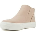 thumbnail image 2 of Soda Flat Women Chelsea Shoes Side Zipper Canvas Suede Casual High Top Hidden Platform Sneakers White Sole Flatform Cushion Foam booties ROUTE-G Pink Rose Nude 5.5, 2 of 5