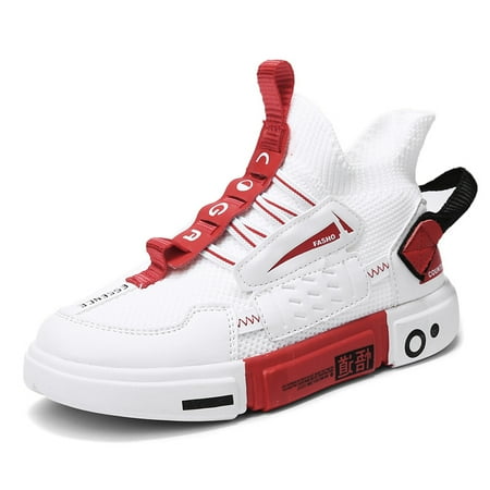 

Toyella Autumn Children s High-top Flying Woven Sneakers Trendy Child Children And Teens Boys Flat Shoes White 37