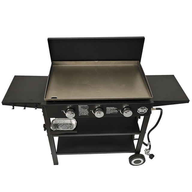 Griller's Choice Outdoor Griddle Grill Propane Flat Top - Hood Included, Large Flat Top Grill, 2-in-1 Portable, Paper Towel Holder