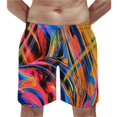 thumbnail image 2 of JRXY Multicolor Striped Men Pajama Bottom Beach Board Shorts Pants with Drawstring & Pockets S, 2 of 7