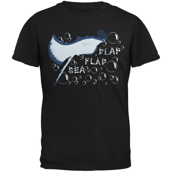Sea Flap Flap Stingray Black Adult T-Shirt - Medium