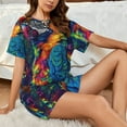 thumbnail image 4 of Vsdghe Vibrant Rainbow Parrot Fantasy Pattern Women's Pajama Set,Short Sleeve Sleepwear 2 Piece Pjs Lounge Sleepwear Sets-Medium, 4 of 6