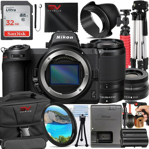 Nikon Z7 II Mirrorless Camera with 50-250mm Lens   SanDisk 32GB Memory Card   Full Size Tripod   SV Premium Accessory Bundle
