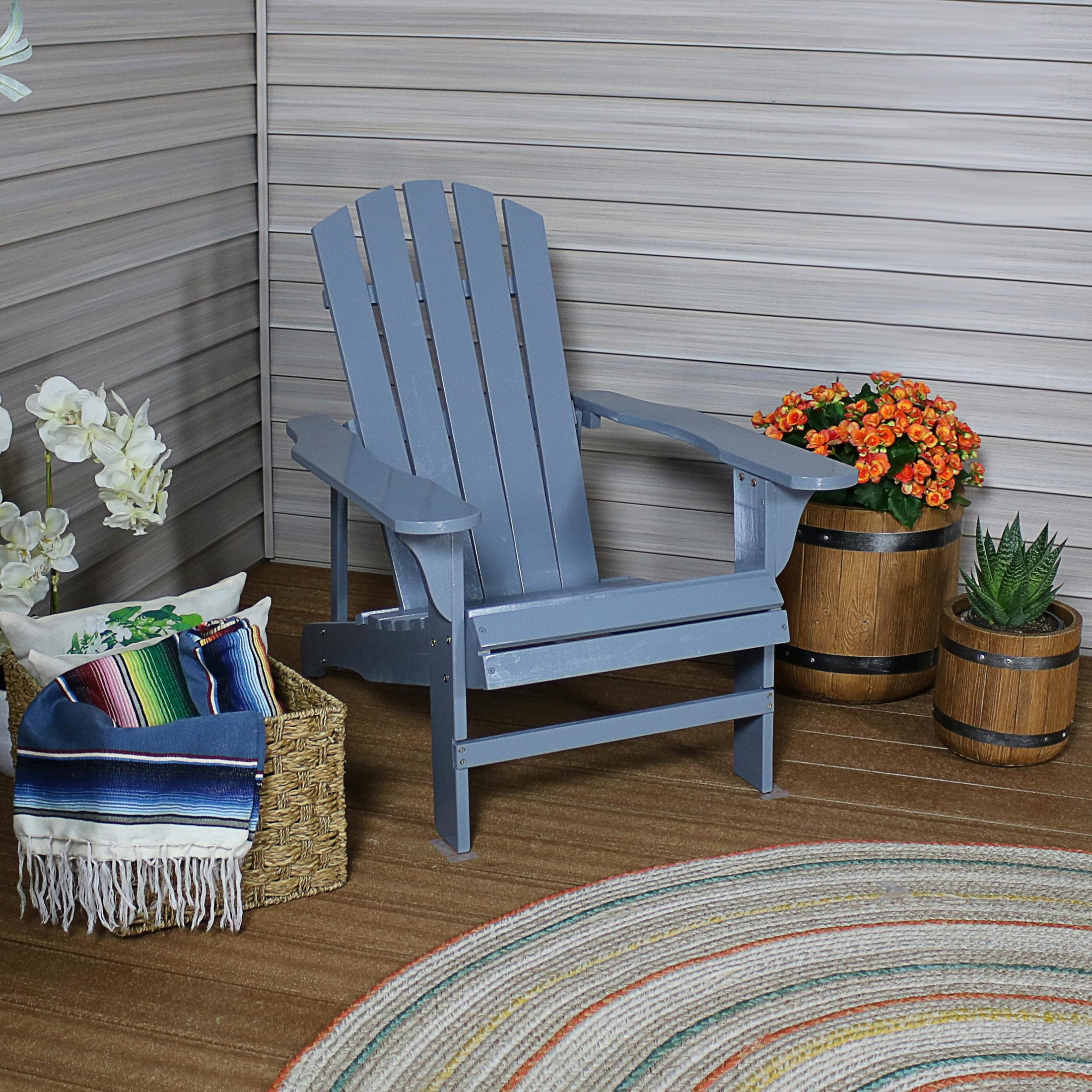 Sunnydaze Coastal Bliss Fir Adirondack Chair - Gray
