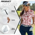 thumbnail image 5 of COEQINE Valentine's Day Women 1/4 Zip Golf Shirts V Neck Short Sleeve Cooling Bowling Shirt Quick Dry Fit Workout Golf Polo Tops Cake Heart Pink Print Tennis Activewear, S, 5 of 7