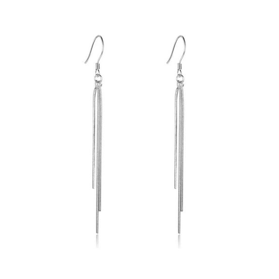 Bellitia Jewelry Long Tassel Dangle Drop Earrings for Women, 925 Sterling Silver Fashion Fish Hook Earrings for Her