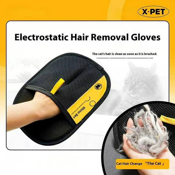 Upgraded Pet Hair Removal Glove,Static Removal Reusable & Quick-Clean Double-Sided Grooming Remover Gloves for Dogs & Cats,Gently Remove Fur from Furniture,Laundry,Carpet,Curtains & Car Seats,Black
