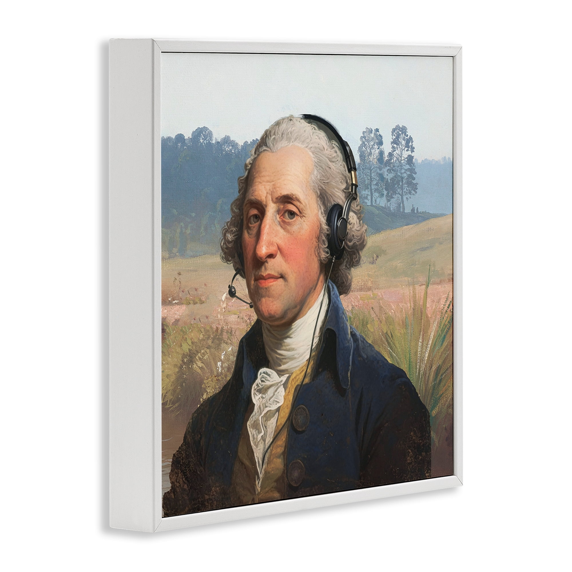 Stupell Industries Classical Gentleman with Headset White Framed Giclee Art, design by CAD Designs