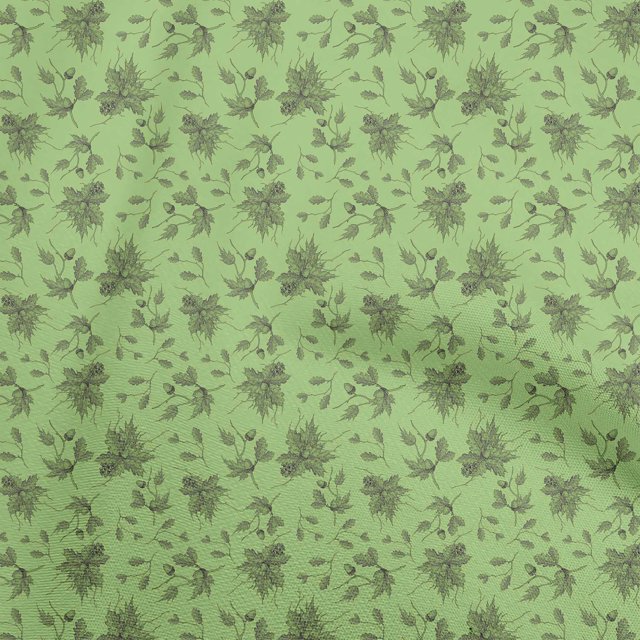 oneOone Rayon Light Green Fabric Autumn Leaves Sewing Craft Projects Fabric Prints By Yard 56 Inch Wide