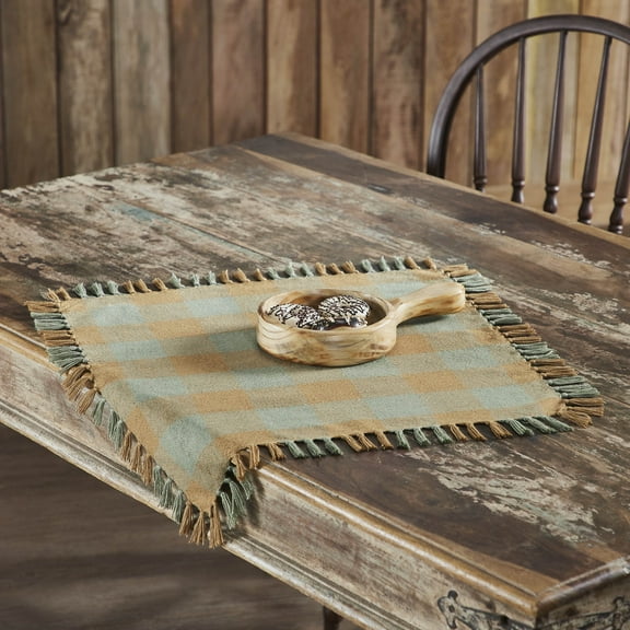 VHC Brands Spring in Bloom Indoor/Outdoor Table Topper 20x20, Kitchen and Dining Room Decor, Tabletop Accessory, Recycled Plastic (PET), Spring in Bloom Collection, Square 20x20, Golden Tan