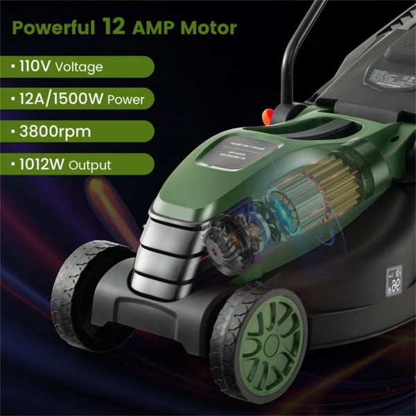 imerelez Push Reel Lawn Mower 13.5 inch, 5 Blades Manual Push Mower , Walk-Behind Lawn Mowers with Grass Catcher Bag for Green Lawns, Driveways, Courtyards