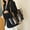 Black, variant on Canvas Striped Tote Bag | Large Capacity Shoulder Handbag | Vintage Style | Durable Polyester Lined | Secure Zip Closure | 36x30x11cm | Blue/Black/White | 1 Pack