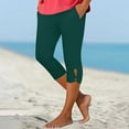 thumbnail image 2 of Lumtrix Capri Pants For Women Summer Stretch Tummy Control Workout Casual Leggings With Pockets Plus Size Athletic Gym Yoga Pant Dark Green M, 2 of 5