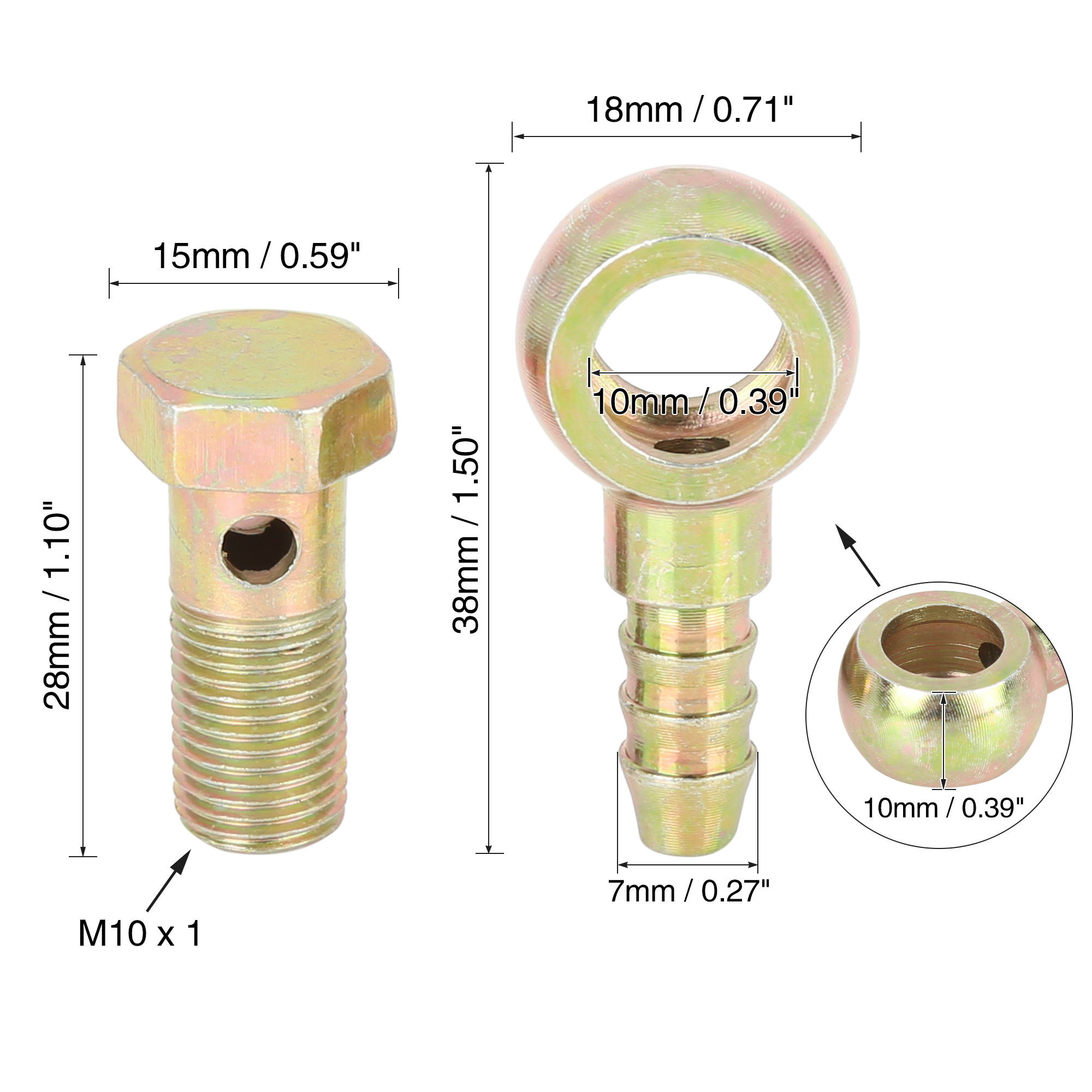 Unique Bargains Banjo Hose Barb Bolt Fittings Banjo Bolt Washer Kit Metal for Motorcycle