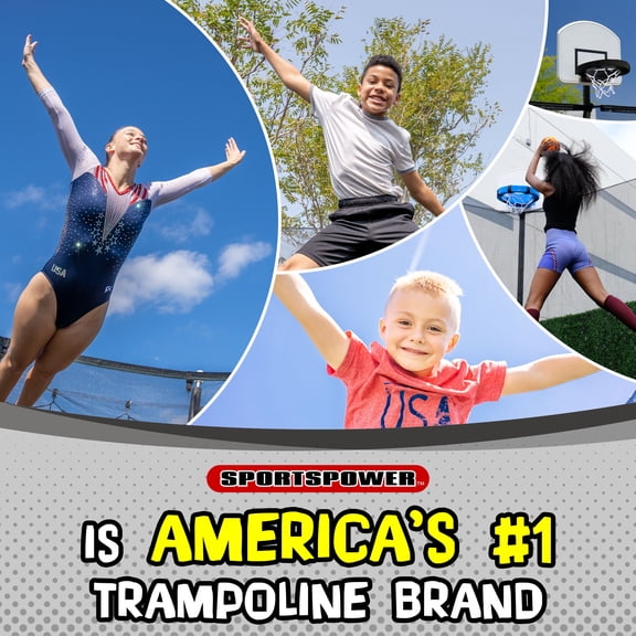 Sportspower TruJump PRO Trampoline 12FT with Curved Pole Enclosure & Jump Mat with Lifetime Warranty, AST