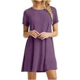 thumbnail image 2 of Women's Casual Plain Simple T-Shirt Loose Dress Short Sleeve Ladies Loose Mini Dress Camouflage XXL, 2 of 7