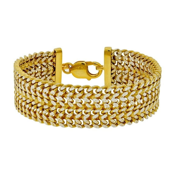 Two-tone 925 Sterling Silver Pave Mens Double-row Franco Bracelet Link Bracelet for Men