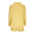 thumbnail image 6 of REORIAFEE Sexy Birthday Outfits for Women Festival Outfits Summer Women's Casual Loose Long Sleeve Lapel Top + shorts Yellow XXL, 6 of 6