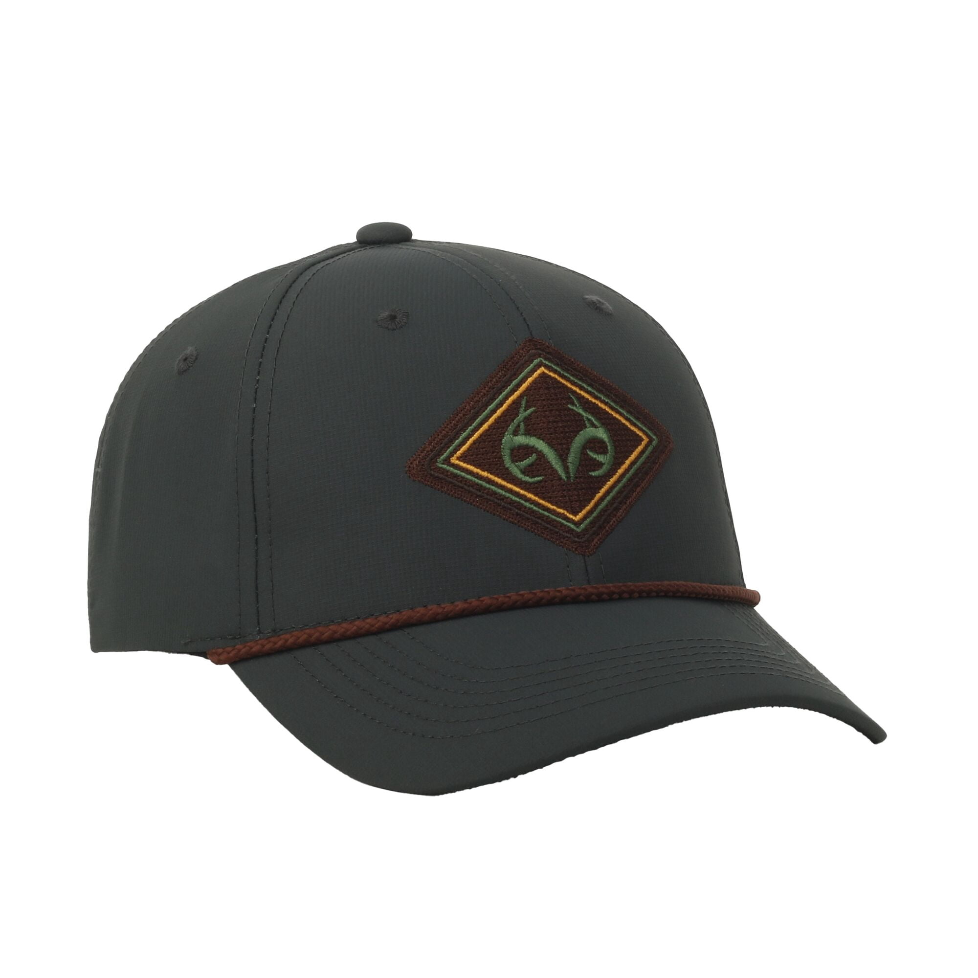 Realtree® Graphite 6-Panel Cap – Structured Full Fabric with Cord, Snapback, One Size